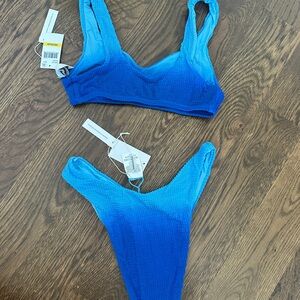 Blue Ombre Textured Bikini Set - Women Intimates & Sleepwear